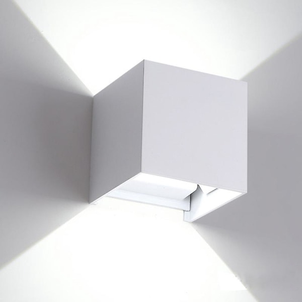 12W Indendørs/Udendørs Væglampe, IP65 Vandtæt LED Væglampe Dæmpbar Lys Op og Ned Design 6000K, Hvid 10cm