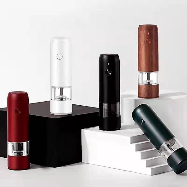 USB Oppladbar Elektrisk Salt- og Pepperkvernsett - USB Type-C Kabel, LED-lys, Oppladbar Automatisk Elektrisk Salt- og Pepperkvern, Justerbar