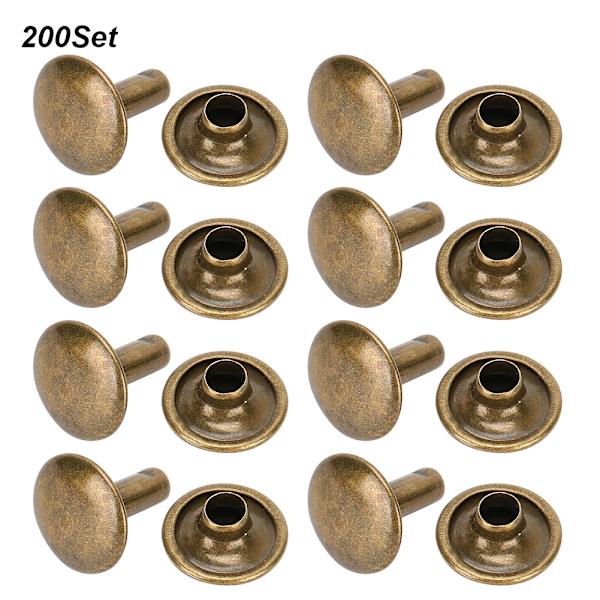 200 sarjaa kaksoiskorkkiniittiä pyöreä niitti naula rauta farkut nappi nahkakengät laukut vaatteet 10x10mm pronssi