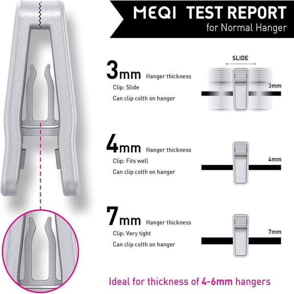 Plastic Fingers for Slim Hangers, Hot Pink Hanger Clips, Plastic, Light Grey, 20-Pack