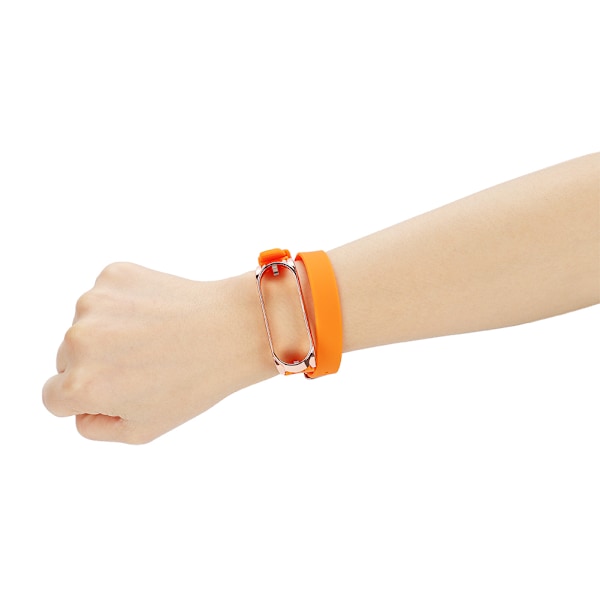 Metallspänne Skal Långt Silikon Armband Armband för Xiaomi Smart Armband 3/4 (Orange)