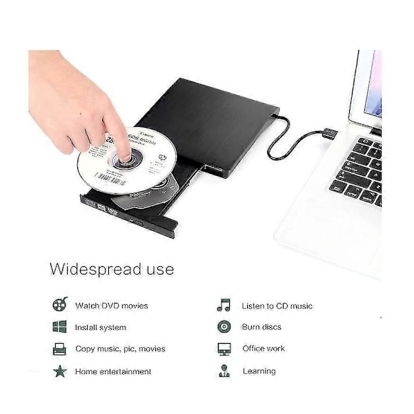 Ekstern Drev USB Bærbar Brænder Cd Rw Dvd Rom Læser Skriver Til Mac Windows