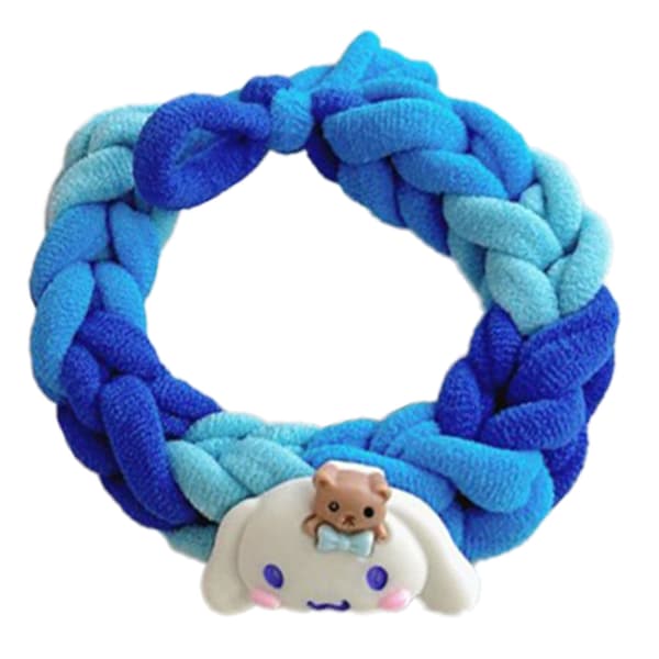 Elastiska hårband med hög stretch, gör-det-själv-vävning, hästsvanshållare med tecknad dekor, blå