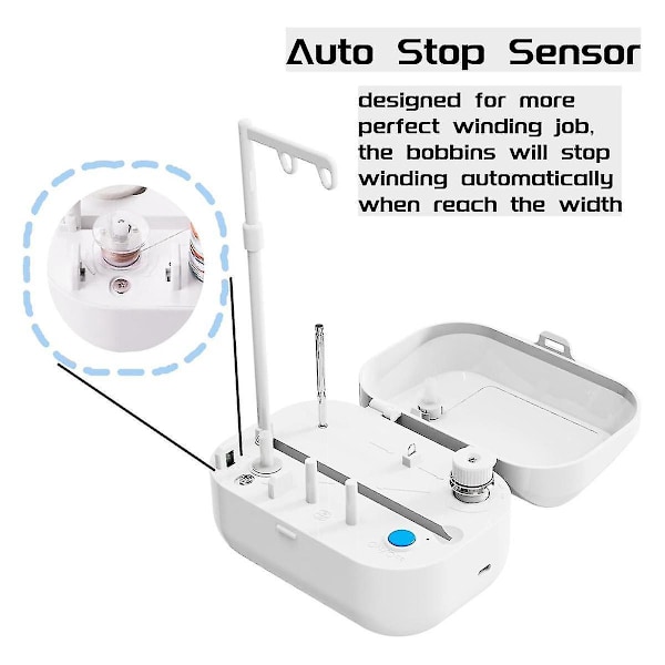 Automatisk spoleopruller med auto-stopper, stor spoletrådholder til symaskinetråd Wind-B10