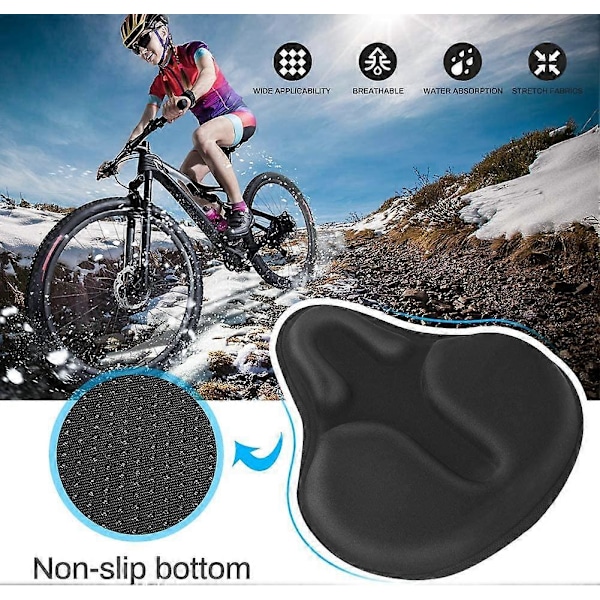 Bred Gel Cykelsadelöverdrag med Halkfritt Memory Foam Hål för Män och Kvinnor
