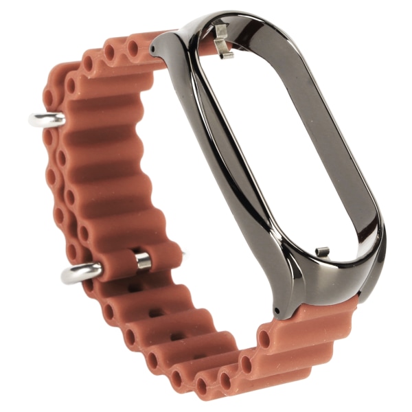 Mjukt watch med skyddande stötfångare i rostfritt stål Case Passar för Mi Band 7 Brown