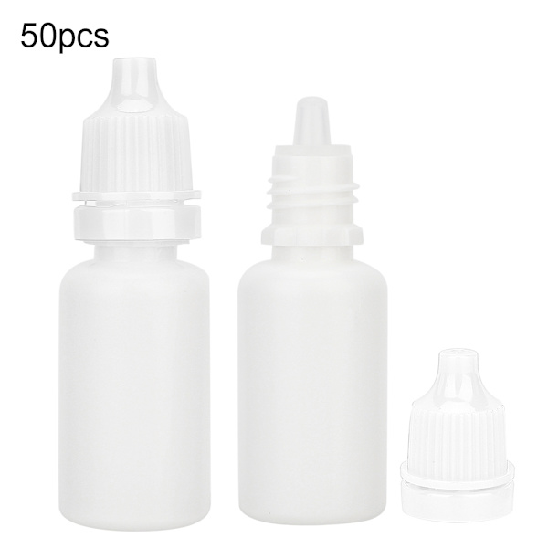 50 st 10ml Plast tomma klämbara flaskor Ögonvätskedroppbehållare DropperVit