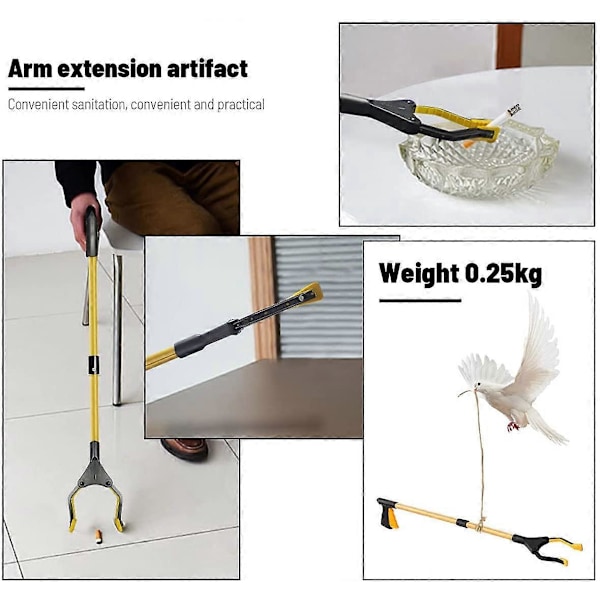 Fejeværktøj i aluminium, 81 cm foldbar gribetang, lang teleskopisk gribetang i gummi, til haveaffald, affaldsindsamling