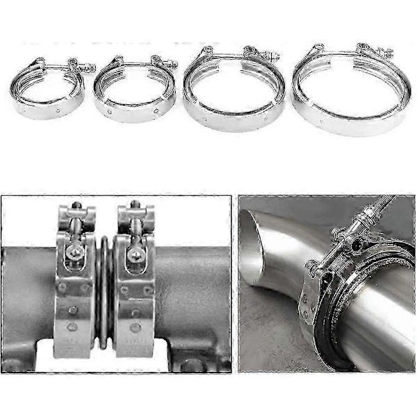 Bandklämma Fläns, 2.0 Tum V-Band Klämma Fläns Kit för Turbo Avgaser Downpipes Rostfritt Stål.