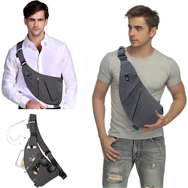 Bröstväska sling ryggsäck axelväska crossbody väska dagsryggsäck sportväska kompatibel män