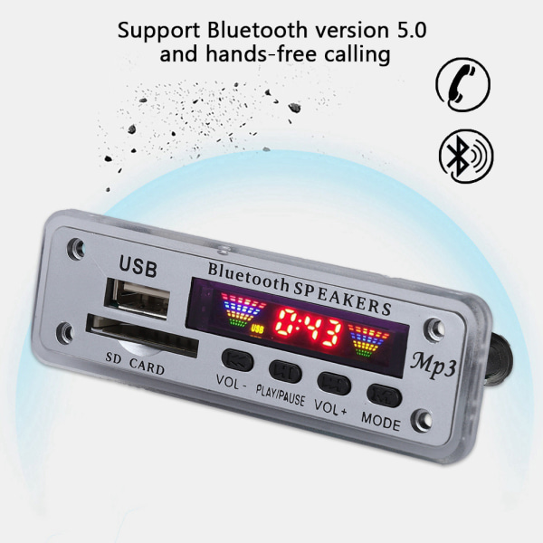 SDM01Bt U-DX Bluetooth 5.0 4 farger skjerm MP3 FM APE FLAC Decode Board Module (sølv)