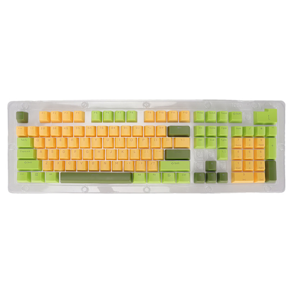 Tangentbord Tangentkapslar 107 tangenter Tre färger genomskinliga tecken Arc Layout Mekanisk tangentbord Tangentkapslar Matcha gul
