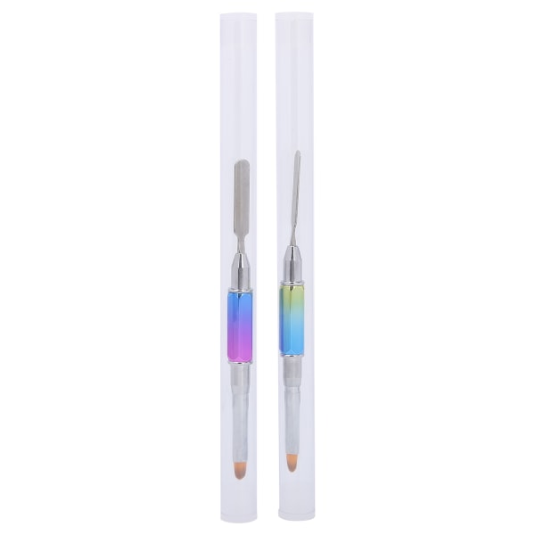 2 stk DualEnded UV Gel Brush Picker Rustfrit stål bærbare neglebørster Manicure Tool