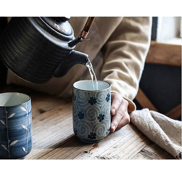 Te Koppar Keramisk Mugg traditionell Blomma vacker design Set med 2 Tekoppar