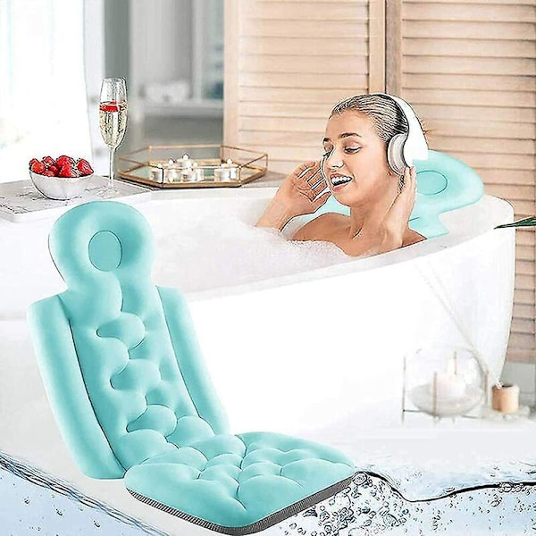 Badkudde, Badkudde och Spa-sits för Badkar, Mjukt Ventilerande Vikbart Nackstöd, Nack- och Ryggstöd, Spa-badkudde för Vuxna (Blå)