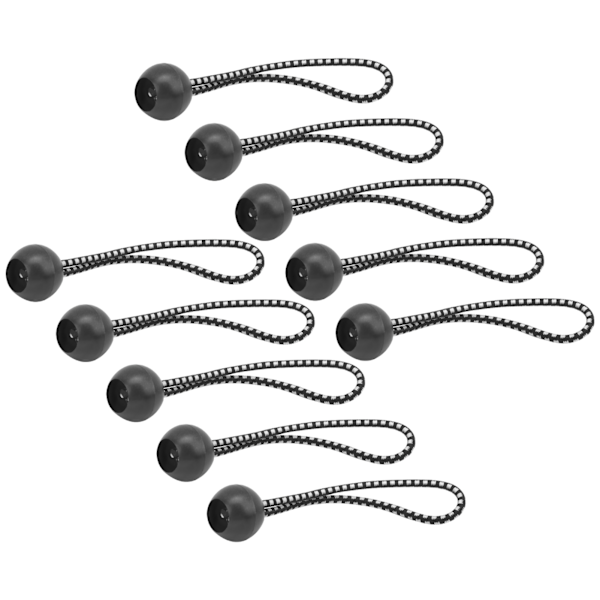 10 stk. teltklips fastgørelseskugleklips kugle bungee-snore med elastisk snor til baldakintelt sort og hvid