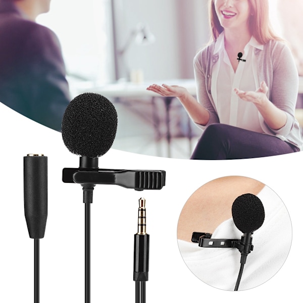 Mini krageklippmikrofon med anslutningshål för mobiltelefon live-sändning inspelning intervju