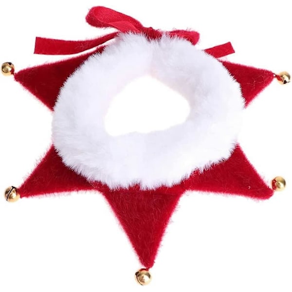 Julhalsband för husdjur Justerbar Scarf Katt- och Hundhalsband Klädtillbehör för Husdjur Lämplig för Hundar, Katter, Valpar, Kattungar (Storlek-M, 5 Klockor)