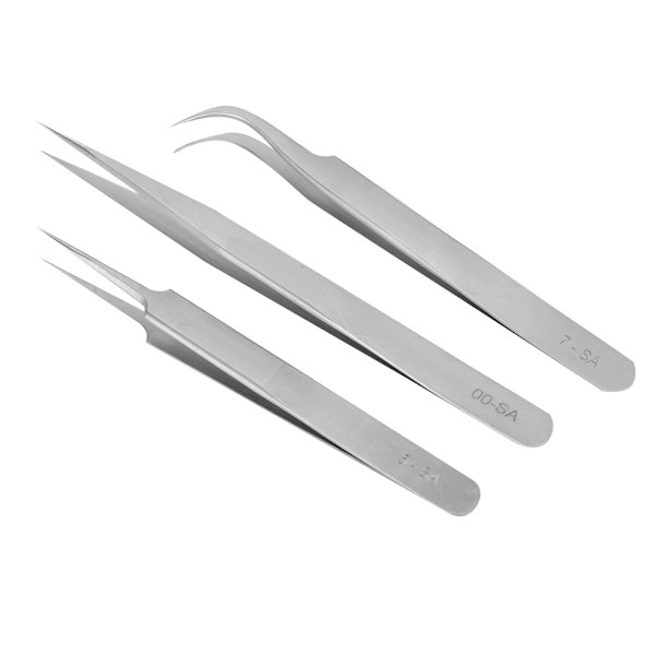 3 kpl / set ruostumattomasta teräksestä set pinsetit watch ja korujen korjaustyökaluille