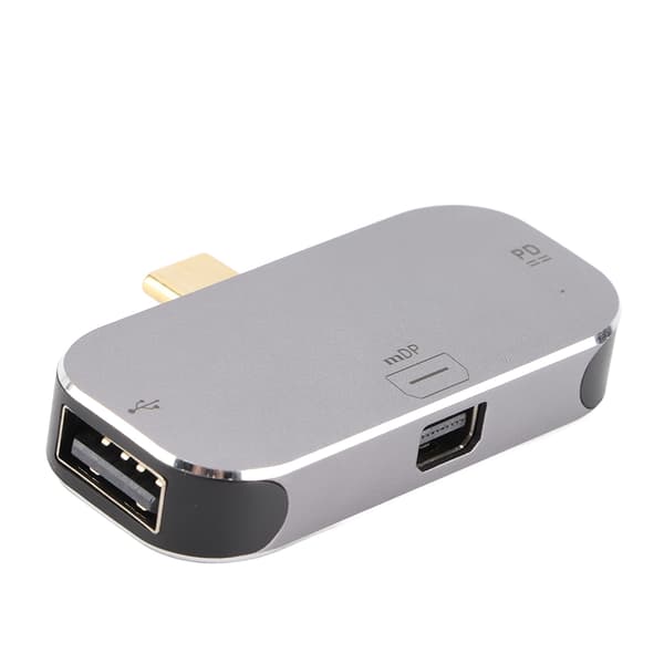 Dockningsstation 3 i 1 Typ C Hane till Mini DP USB A Typ C Hona USB C Docka för Windows för Android för OS X