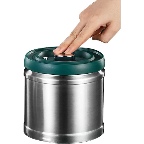 Lufttät kaffeburk - 1,6 L rostfritt stålbehållare för kaffebönor