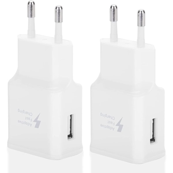 Dual Pack USB snabbladdningsadapter kompatibel med Samsung S22/S21/S20/S10/S10e/S6/S7/S8/S9/Edge/Plus/Active/A72/A53 5G, Note 5/8/9/10