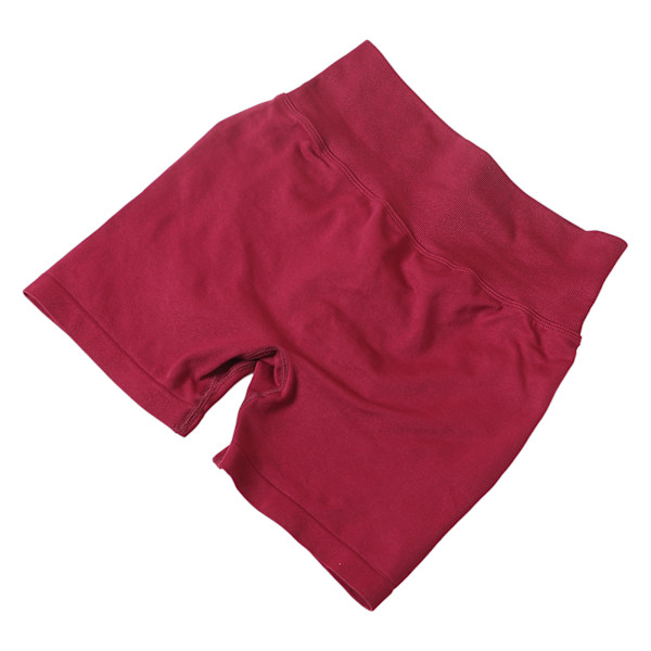 Kvinnor Yoga Shorts Vinröd Hög midja Elastisk Andas Snabbtork Rumplyft Träning Tighta shorts