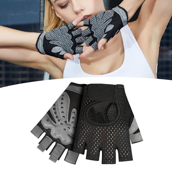 2 stk. Halvfinger Sports Handske Polyester Slidstærk Anti-Slip Kort Finger Handske til Cykling Ridning Excising Sort S