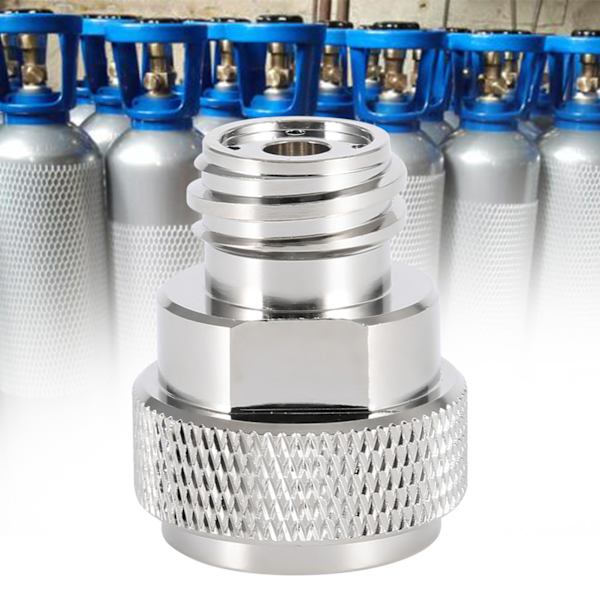 Messing CO2-adapter til udskiftning af tankbeholder (sølv)
