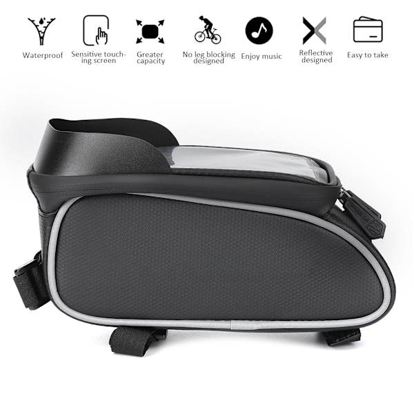 Nylon sort vandafvisende touch screen cykel taske mobiltelefon cykel cykling pakke udstyr
