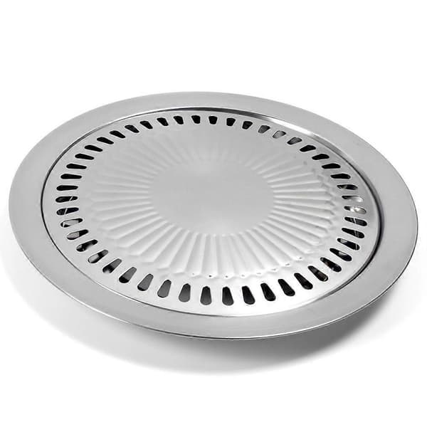 Røykfri rund grillplate for komfyr, non-stick stekepanne for innendørs og utendørs BBQ as show