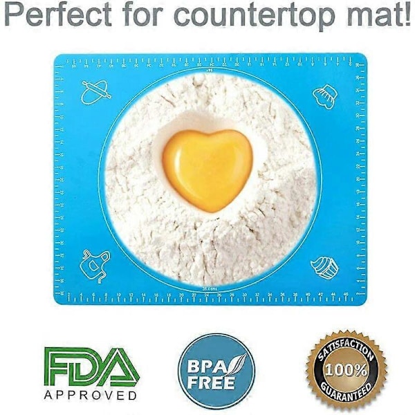 Återanvändbar Non-Stick Bakmatta i Silikon för Fondantdeg, 100% Bisfenol-A (BPA) Fri, med Mått, 50 x 40 cm (Blå)