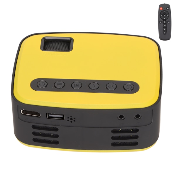 Miniprojektori 1920x1080P Mikro-USB-liitäntä 2W Kaiutin Musta Keltainen Kannettava Projektori Älypuhelimeen AV 100-240V EU-pistoke 100-240V
