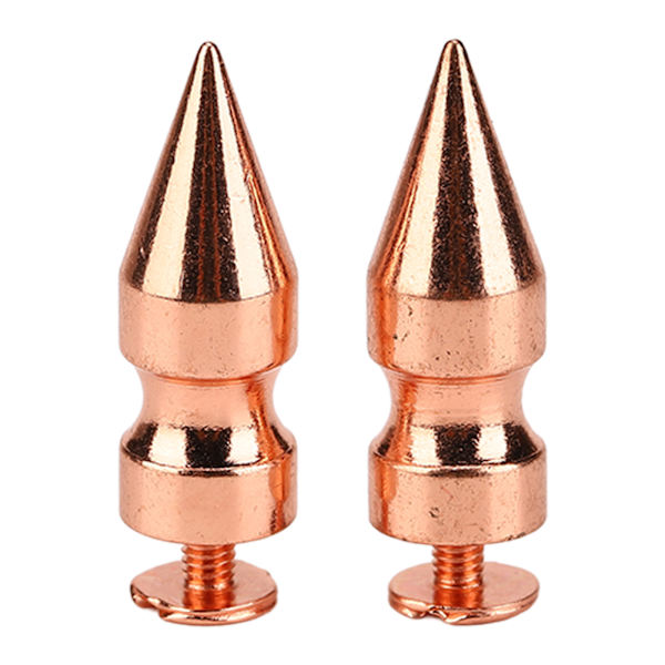 100set Roséguld Spetsiga Metall Galvanisering Burr Free Clear Tråd DIY Mässing Spikar Nitar Rock Nitar för Kläder 9x25mm
