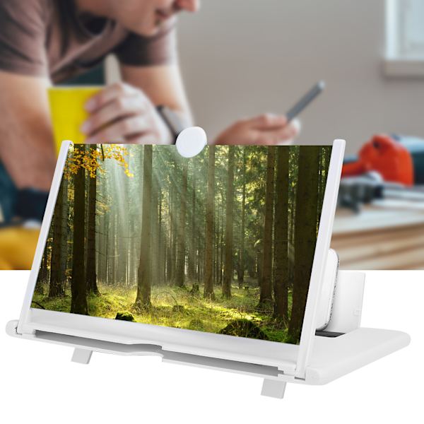 12' 3D-telefon skärmförstorare HD-skärmförstärkare utdragbar hållare för filmer videor spel (12' vit)