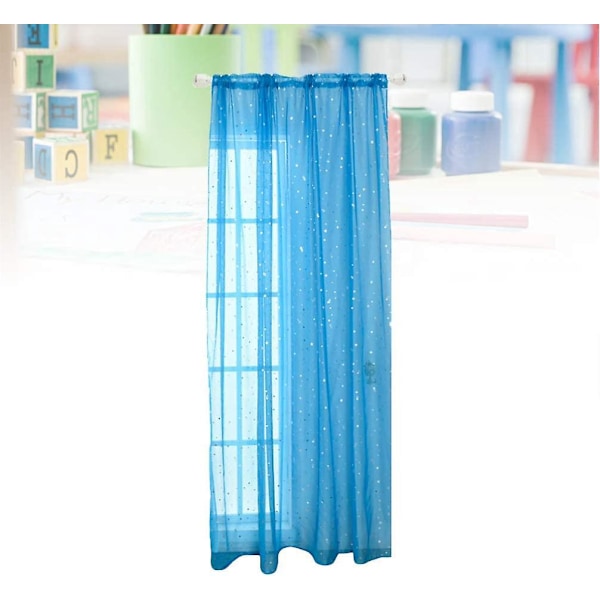 1 kpl - 100 * 200 cm (Sininen) Voile-ikkunaverho Romanttinen hopeatähtifolio Ikkunakäsittely Paljettitähtiverhot Paneeli tytöille Lasten makuuhuoneeseen Olohuoneeseen