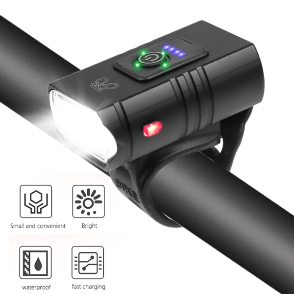 2 LED-cykelljus USB uppladdningsbara 6 ljuslägen Cykelljus Frontljus IPX5 vattentätt ljus för mountainbikes landsvägscyklar
