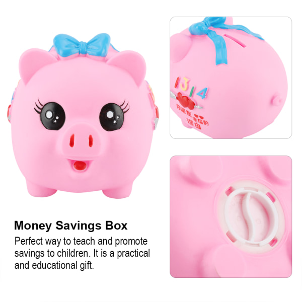 1kpl Pehmeä sarjakuva possu Money Savings Box Kolikonsäästöpankki Lasten lahja (vaaleanpunainen)