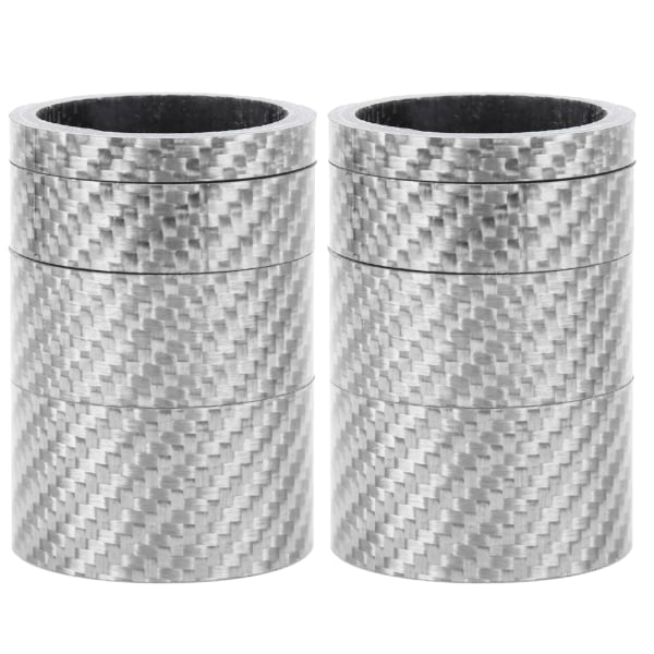 2 sett karbonfiber 5/10/15/20 mm sykkelhodesett forgaffel avstandsstykke stamme sykkelvasker sølv
