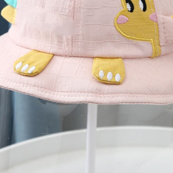 Baby Face Guard Hat Dinosaur Pattern Unisex Cotton Dustproof Kids Adjustable Sun Hat Pink