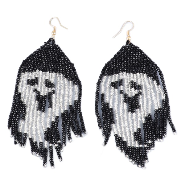 Långa pärlstavade tofsörhängen Spökmönster Hantverk Färgfast Lättviktspärlor Dangle örhängen för kvinnor Halloween