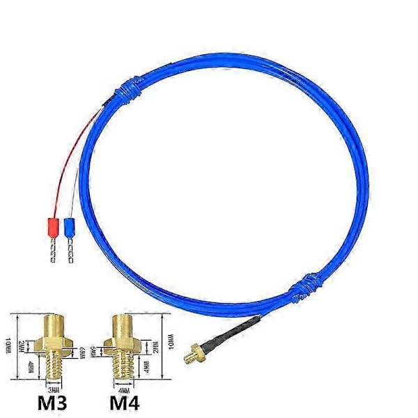 FTARB03 K/PT100 type M3 M4 bolt hoved 0.12m 0.5m 1m 1.5m 2m 3m plastikkabel 3D printer termoelement skrue temperatur sensor k type M4 kabel 0.5m