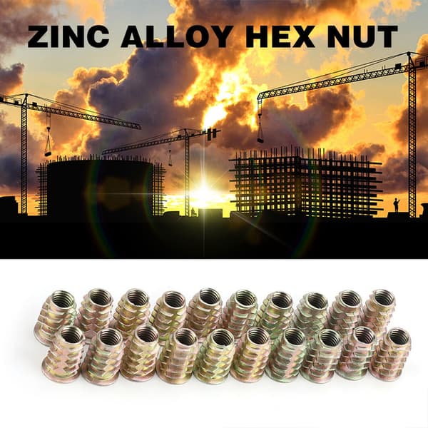 20 stk. M8 20mm sinklegering sekskantdrift hode møbelmuttere gjenget for treinnlegg