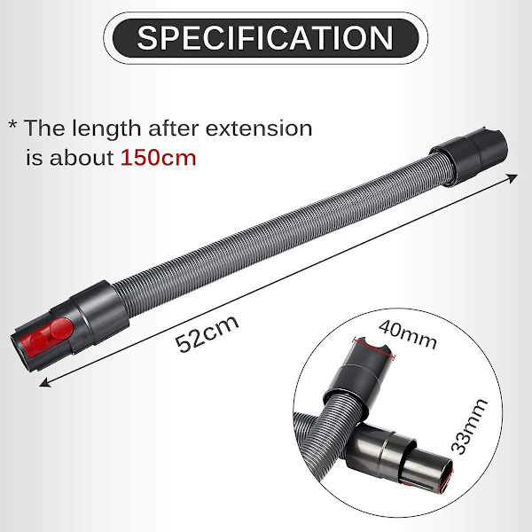 Dyson sladdlös dammsugare 52cm-150cm förlängningsslang