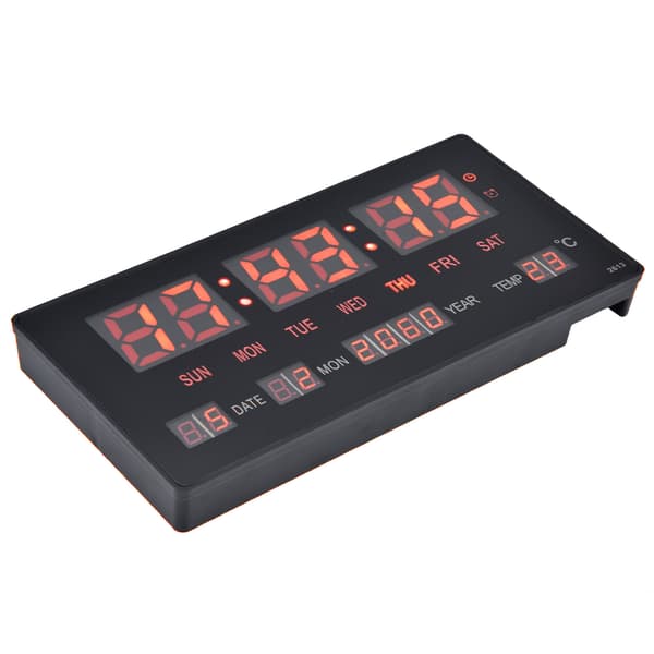 LED Digital Väggklocka Enkel Digital Väggkalender LED Bordsklocka för Sovrum Sängbord Kontor 100‑240VEU-kontakt