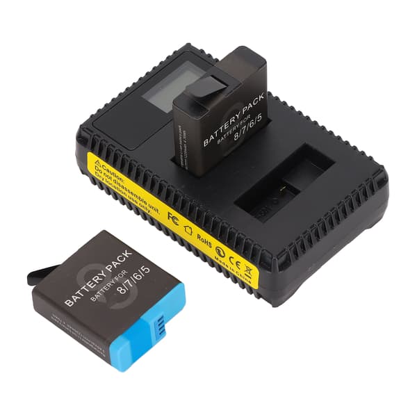 Kamera dobbeltoplader Sikker stabil dobbeltkanals USB-oplader med LCD-display og 2 batterier til AHDBT‑801