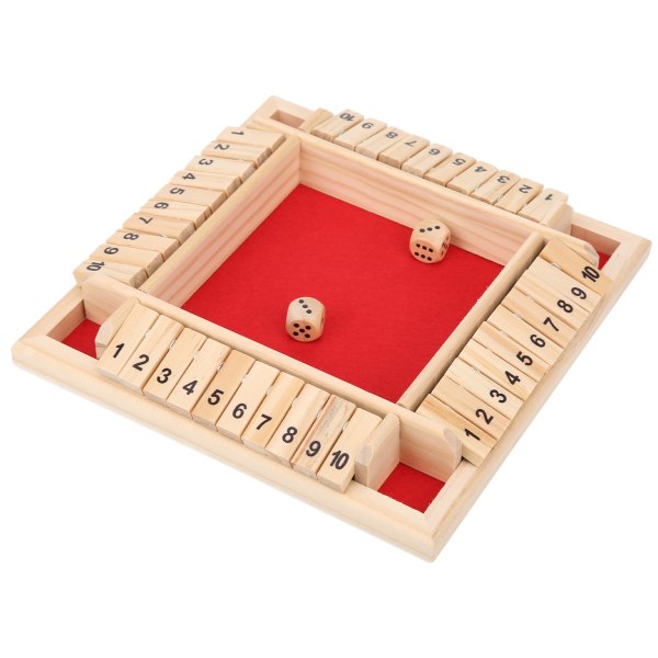 Wooden Shut the Box terningspil 4-sidet 10-talstavle bordplade pubspil til børn, voksne