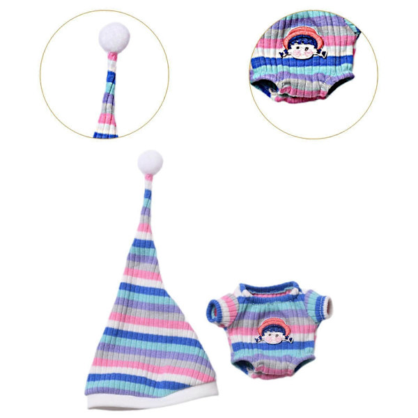 Dukke Pyjamas og Hat DIY Mode til Små Piger Miniature Tøj til 15cm blå
