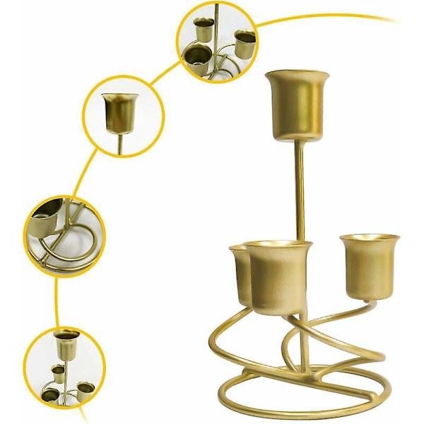 Ljusstake i Järn, Retro Dekorativ Ljusstake, Modern Bordsdekoration Guld Metall Ljusstake för Bröllop, Trädgård, Matsal, Inflyttningspresent