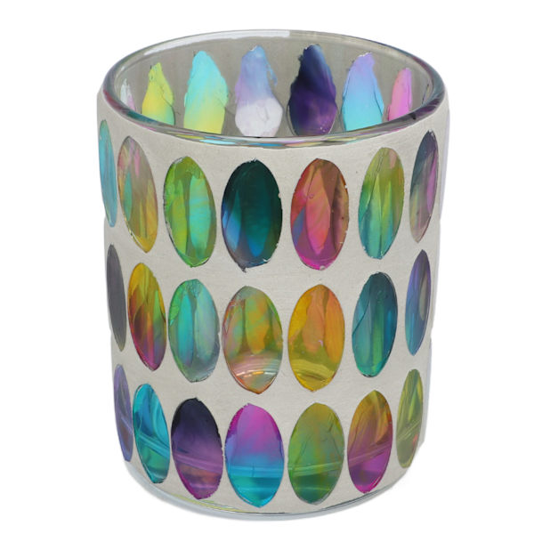 Mosaik Tealight-hållare Färgglad Glasmosaik Stil Levande Lyster Glas Ljusstake för Sovrum Kontor Bar